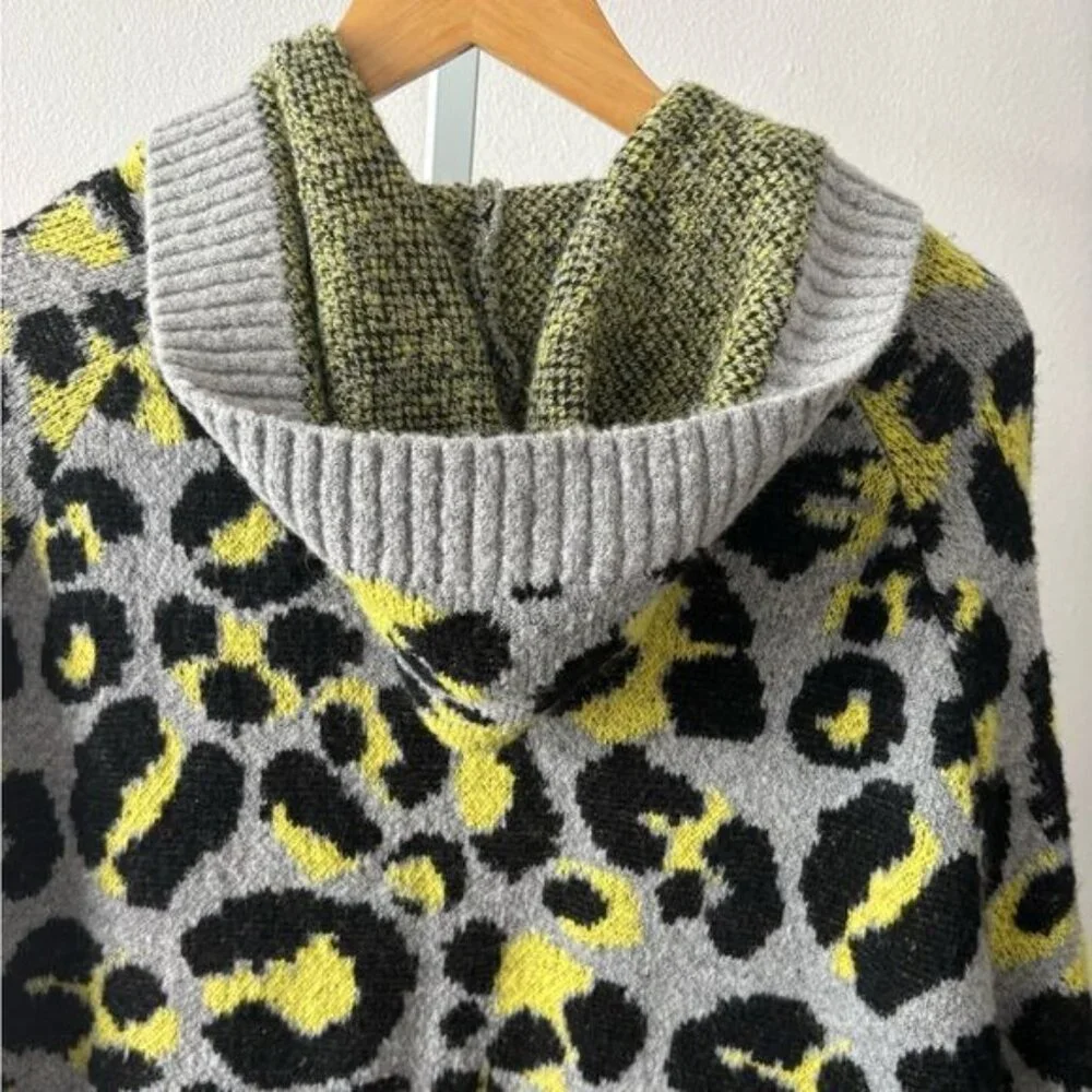 Fashion Nova Cardigan Jacket XL Leopard Open Front Hood Boho Mob Wife Retro Glam - Picture 10 of 12
